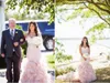 Imagem real blush cor-de-rosa sereia vestidos de casamento de alta qualidade baixa abertura de volta e flare vestidos nupciais ruched ruffles cristais faixa personalizada