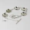 Beadsnice pulsera bandejas en blanco po redondo en blanco de latón con cinco biseles para resina redonda de 14 mm o cabujón ID 12141205Q