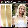 Frete Grátis 14 "-24" Brasileira Malásia Indiana Peruana Loira Humana Human Weft Extensões de cabelo 100G / PC Bella