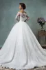 Robes de mariée surjupe en dentelle à manches longues Robes de mariée Amelia Sposa Robes de mariée arabes avec col bateau Zip Back Court Tra3911074