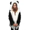 New Autumn Winter Europe Women's Faux Fur Coat Cartoon Animal Ear Hooded Long Tops Outwear Coats Lady's Wool Jackets C3225