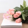 Real Touch Elegant PU Rose Artificial Flowers Simulation Christmas Ornament Bouquet Flowers For Wedding Centerpieces Decorations