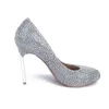 Plus Size Fashion Shoes Feminino fechado Toe Sparkling AB colorida de cristal de noiva sapatos de couro genuíno Evening Partido Prom Shoes