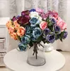 7 huvuden Rose Blommor Konstgjorda Silk Rose Blommor Real Touch Rose Wedding Party Home Floral Dekor Blommarrangemang Peony