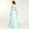 Frete Grátis Princesa Design Simples A-Line Strapless Chão-Comprimento Frisado Lantejoulas Sashes Dridesmaid Dress