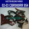 Injectie Molding Fairing Kit voor HONDA CBR900 RR-FUNDINGS 954 02 03 CBR 954RR Carrosserie CBR900RR 2002 2003 Rode vlammen Black Backings YR95