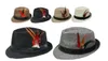 Nieuwe Zomer Trilby Fedora Hoeden Stro Met Veer Voor Mens Mode Jazz Panama Beach Hat 10pcs / Partij