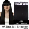 Hurtownie - 18 "20" 100% Ludzki PU EMY Tape Extensions Hair Extensions 2.5g / PCS 40 sztuk / Pack # 1 Jet Black DHL za darmo