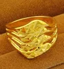 chaming yellow gold wave women ring size 6 7 8 9 (sp3658) df fds f