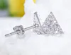 925 Sterling Silver Stud Earrings Bijoux De Mode Petit Triangle Complet de Zircon Diamant Cristal Super Blink Boucle D'oreille pour les Femmes Filles