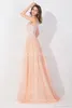 $ 59 Peach Pink Long High Neck Billiga Prom Klänningar 2017 Real Image Backless Sheer Long Aftonklänningar i lager Brudtärna Klänningar BZP0530