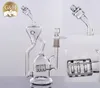 Fıskiye Temiz 23 cm Yüksek 14.4mm Ortak Ağacı Recycler Üçlü Perc Su Boruları El Üflemeli Inline Kül Catcher Cam Bongs Ücretsiz Cam Kubbe