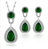Accesorios, conjuntos de joyería de boda de color verde para mujer, conjunto de joyería Vintage de cristal chapado en oro y plata nupcial