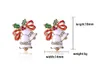 크리스마스 벨 스터드 귀걸이 한국 패션 절묘한 다이아몬드 석 팔찌 스터드 18mm 5g 크리스마스 선물 흰색 붉은 색