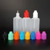 Garrafa plástica líquida do conta-gotas de 60ml LDPE E cig com os tampões Childproof coloridos e as garrafas longas finas da agulha plástica vazia para o suco de E