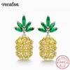 Vecalon Female pineapple earrings Crystal 5A Zircon 925 Sterling silver Party wedding Stud Earrings for women Fashion Jewelry