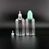 100 Pcs 50ML PET Dropper Bottle Highly transparent Child Proof Safe Plastic Dropper Bottle Squeezable Vapor with rainbow caps