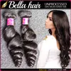 Naturliga mänskliga hårförlängningar lös våg Humanhair Dubbelväft Brasilianska buntar Wefts Top Grade Full Bundles