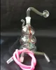 Gratis fraktgrossister Färgen på färgpunkten Hoist Style Glass Hookah / Glass Bong, High 11cm, Presenttillbehör (Pot, Walk T