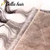 Bella hår Silk Base Top Stängning Curly Wave Bleached Hidden Knots Free Part 4x4 Fake Scalp Spets Stängning med babyhår obearbetat jungfruligt mänskligt hårstängning