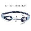 Tom Hope Armband 4 Größe handgefertigte Eisblau -Faden -Seilketten Edelstahl Anker Armreifen mit Kasten und Tag Th43481