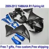 7 가지 무료 선물 페어링 키트 (야마하 R1 2009-2013) 무광택 검정색 페어링 세트 YZF R1 09 10 11 12 13 HA63