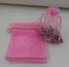 Gorące wyprzedaże ! 100pcs/Lose Pink z sznurkiem Organza Buinza Worki na porywające torby na wesele Favors Kulki Biżuteria 7x9 cm, 9x11 cm .13x18 cm itp.