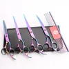Z3003 5st 7 '' 440C Purple Dragon Professional Pet Grooming Hair Scissors Comb Cutting Thunning Updown Curved Shears DO253L