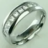 Bague de fiançailles de mariage en acier inoxydable CZ, bande R178B, taille 5 6 7 8 9 102672