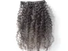 Brazylijski Kręcący Włosy Klips Weft w Ludzkich Rozszerzenia Nieprzetworzone Natural Black / Brown Color 9 SZTUK 1 zestaw Afro Kinky Curl