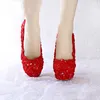 Kvinnor pumpar mode bröllop skor röd färg glittrande plattform fest prom skor våren och sommar formella klänning skor