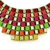 Ribbon Stripe Weave Necklace Fashion Gold Plated Metal Geometry Necklace Multilayer Color