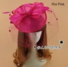 Fábrica de Venda Fascinator Chapéus Acessórios Para o Cabelo Artesanal Multi Cores de Pena Flor Casamento Chapéus Com Véu Da Cara Birdcage Para Noivas Dropship