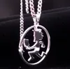 Livraison gratuite argent ICP bijoux Punk en acier inoxydable cercle rond Hatchetman Juggalette pendentif avec 5mm 24 pouces chaîne gourmette collier