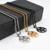 pentagram satanic symbol Satan worship Wicca Pentacle stainless steel pendant necklace Silver gold black 2.4mm 24 inch box chain for Mens