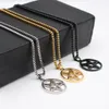 pentagram satanic symbol Satan worship Wicca Pentacle stainless steel pendant necklace Silver gold black 2 4mm 24 inch box chain f262S