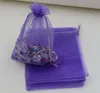 MIC 100PCS licht paars met trekkoord Organza Gift Bags 7x9cm 9x11cm 10x15cm etc. Huwelijksfeest Kerstmis Gunstzakken