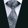 Spedizione veloce Mens Ties Black Paisley Seta cravatta Hanky ​​Gemelli Set Jacquard Woven Business Business Accessori Neck Neck Tie Set formale N-0209