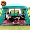 Wholesale-  Ultralarge Outdoor 6 10 12 People Camping 4Season Tent Outing Two Bedroom Tent Big High Quality Party Family Camping Tent