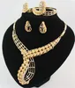 African Jewelry Statement Necklace Bracelet Ring Earring Women 18K Gold/White Plated Crystal Bridal Wedding Party Jewelry Sets