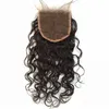 Wholesale lace closure Three part clsoure available brazilian virgin hair water wave closure Density 130% lace frontal closure