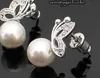 Borboleta pérola colar brincos conjuntos de jóias de strass completo para presente feminino conjuntos de jóias de moda 12905611767
