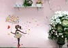 Moda nowoczesna dziewczyna motyl naklejka ścienna kreatywne kwiatowe naklejki dekoracyjne mural pokoje dziecięce Stiker Diy Wall Kalekale QT0851501303