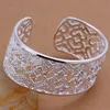 Gratis frakt Bästa NYA 925 Sterling Silver Big Smooth Wide Cuff Bangle Armband Pierced With Diamond Christmas Giftjewelry 1302
