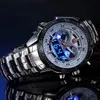 TVG Luxury Men's Sports Watches Fashion Clock Stainless Steel Watch LED Digtal Watches Men 30AM Waterproof Wristwatch Relogio Masculino