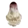 Femmes Perruque De Cheveux Synthétiques Mode Sous-simulation Cuir Chevelu Résistant À La Chaleur Cheveux Brun Rouge Or Dégradé Long Ondulé Cosplay Perruques Pour La Fête Féminine