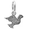 Dangle Dove Symbol der Hoffnung mit klarem CZ 100% 925 Sterling Silber Perlen Fit Pandora Charms Bracelet Authentic DIY Fashion Jewelry300c
