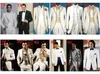 Burgundy Velvet Formal Men Suits Groom Groomsmen Tuxedos Peak Lapel Wedding Morning Suits (Jacket+Pants+Vest+Bow Tie)