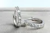 925 Sterling Silver Round Circle Hoop Earrings Fashion Jewelry Retro Single Row Zircon Diamond Crystal Super Blink Earring for Women Girls