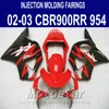 Injektionsgjutningsfeedningar för HONDA CBR900RR 954 2002 2003 Röd svart CBR900 954RR Freeship Fairing Body Kit CBR954 02 03 yr49